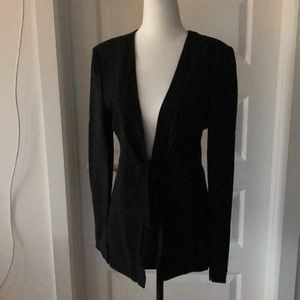 Black Deep V Tie Blouse